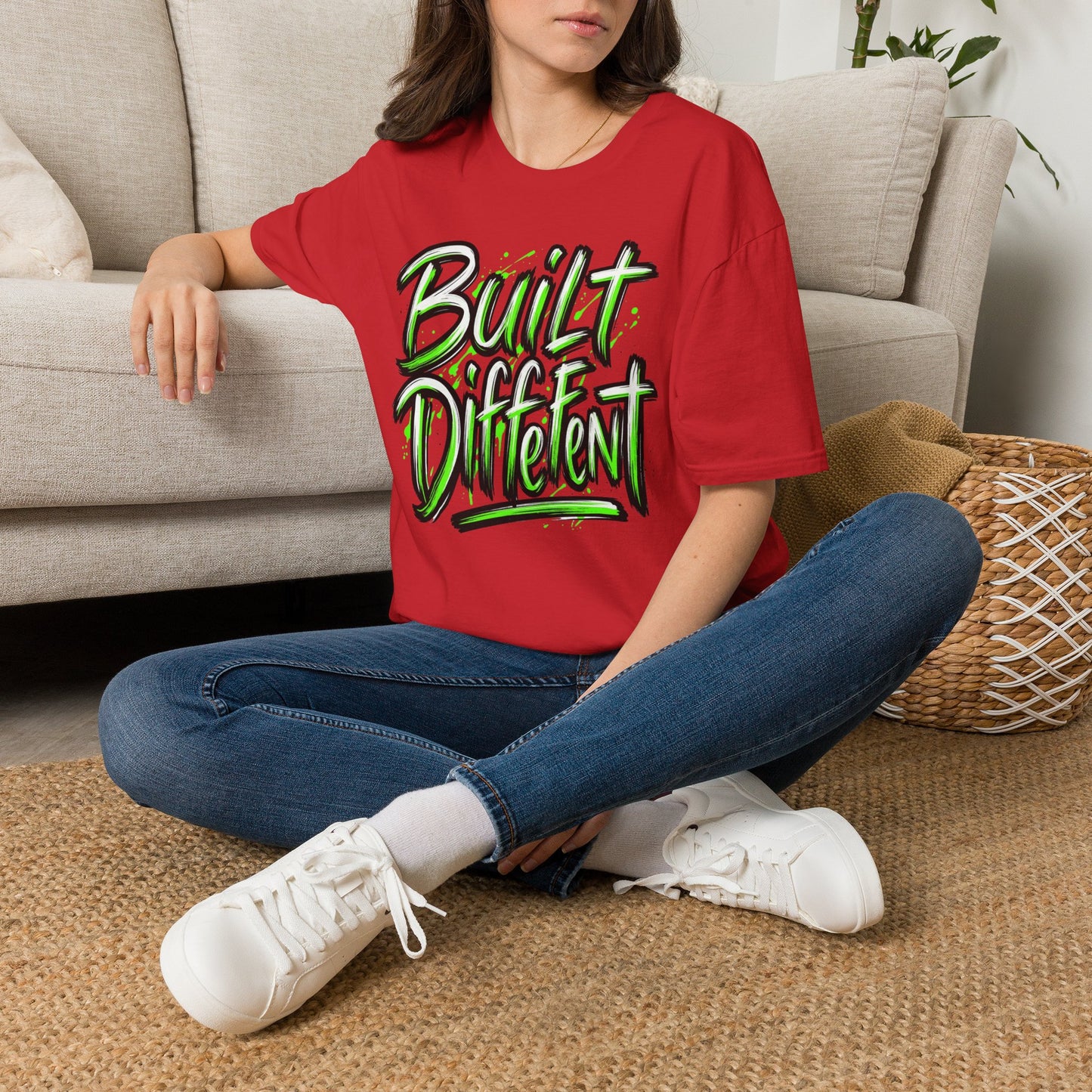 Built Different T-Shirt — Bold Neon Graffiti Tee