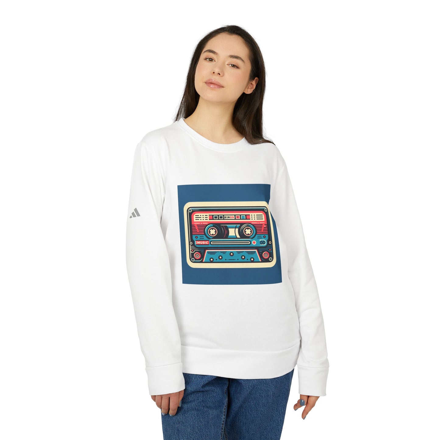 Retro Cassette Tape Design Fleece Crewneck Sweatshirt | Unisex Cozy Apparel