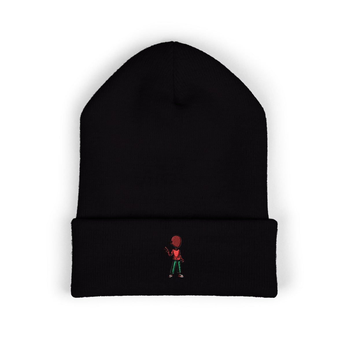 Embroidered Skate Kid Cuffed Beanie — Minimal Streetwear Winter Hat