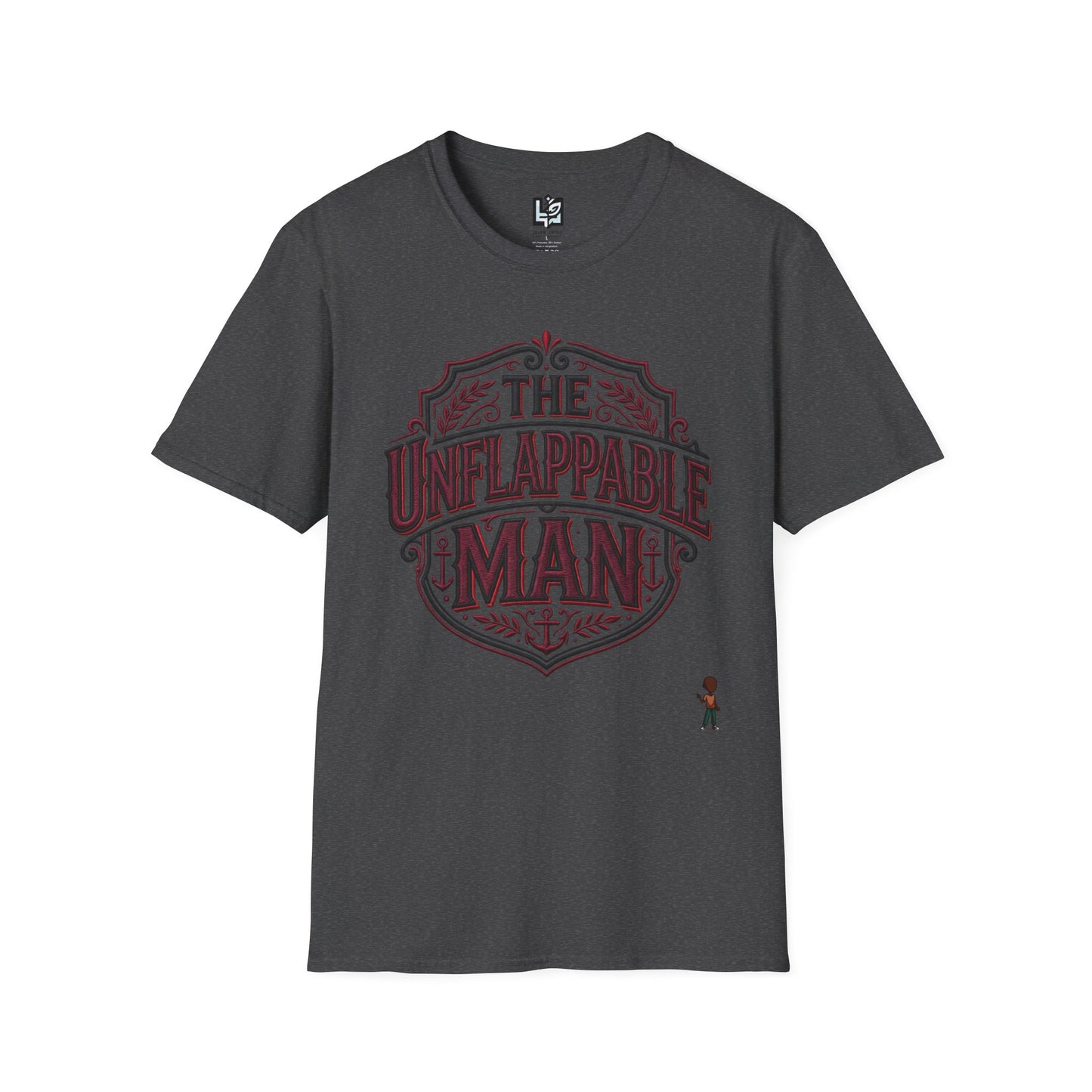 The Unflappable Man T-Shirt — Vintage Shield Graphic Tee for Confident Guys