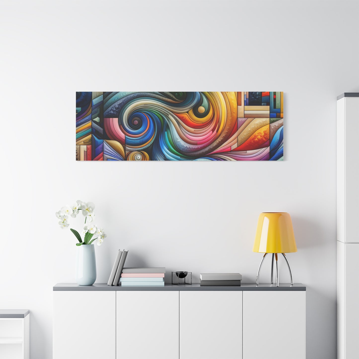 Vibrant Abstract Swirl Matte Canvas Art - Colorful Home Decor