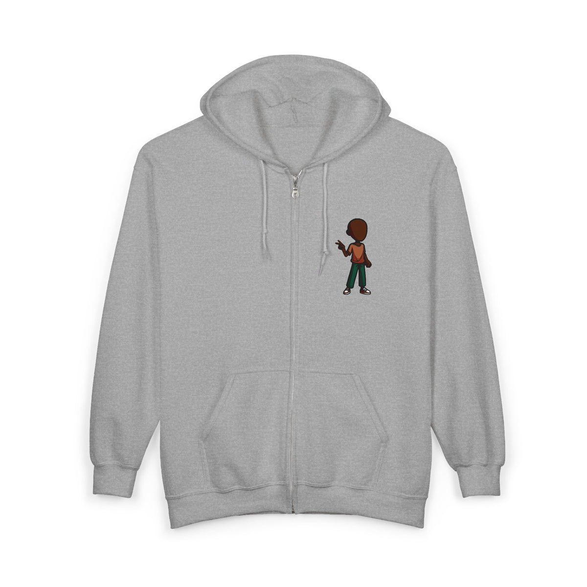 Gamer Pixel Character Full-Zip Hoodie — Retro 8-Bit Avatar Zip-Up