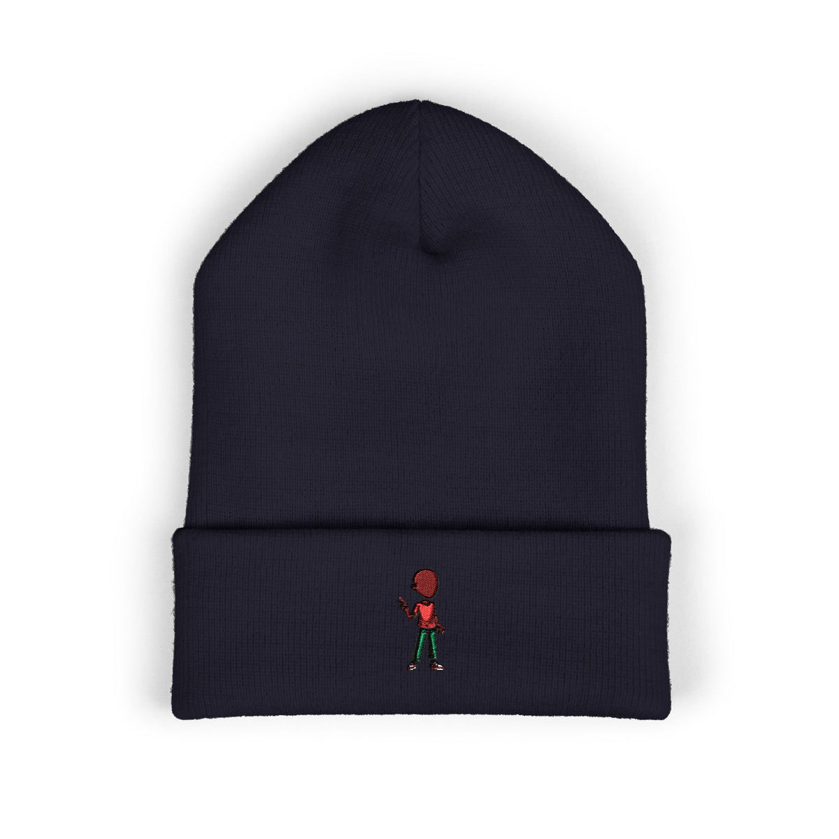 Embroidered Skate Kid Cuffed Beanie — Minimal Streetwear Winter Hat