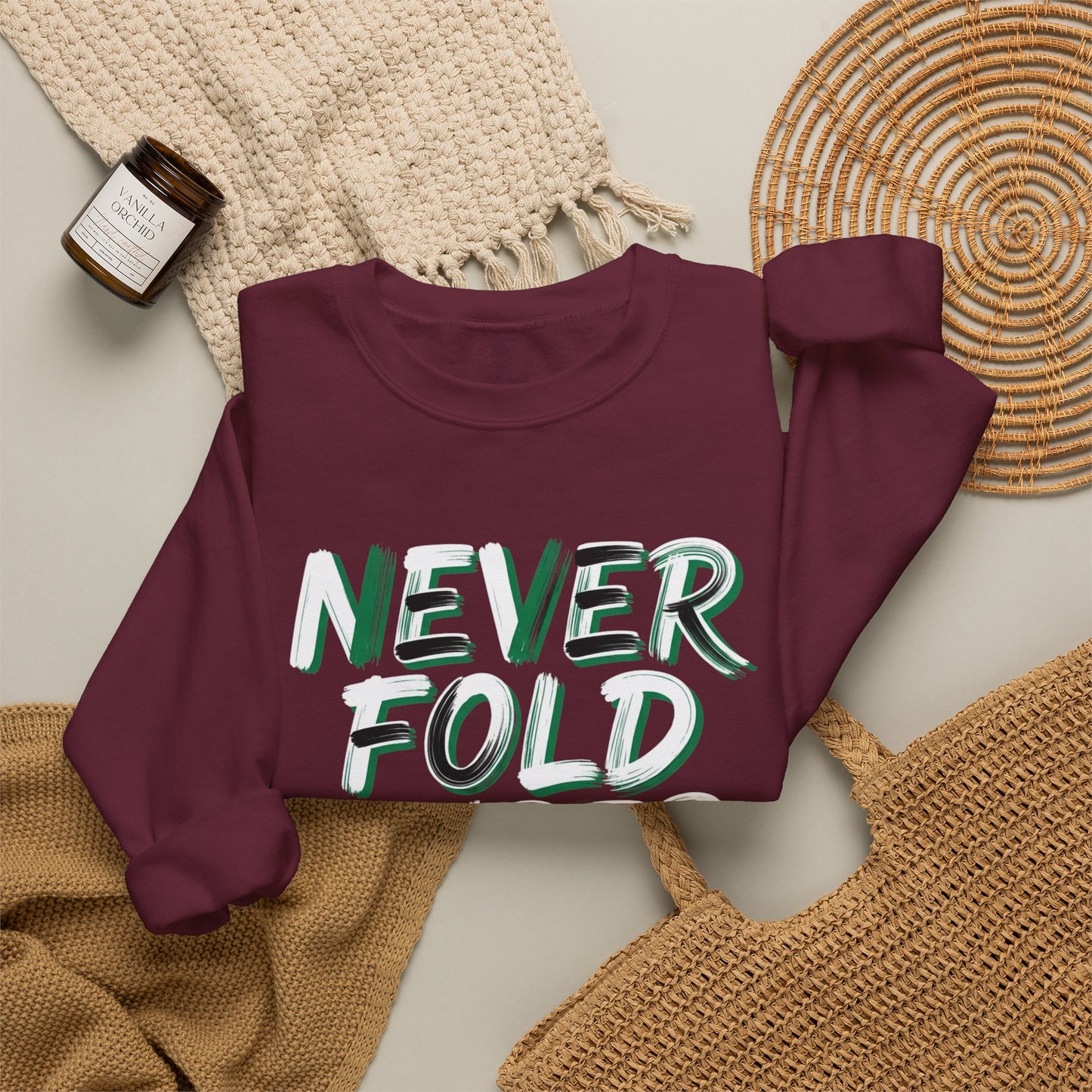 'Never Fold Under Pressure' Crewneck Sweatshirt – Motivational Graphic Pullover
