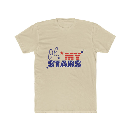 Patriotic Unisex Cotton Crew Tee - "Oh My Stars" Design