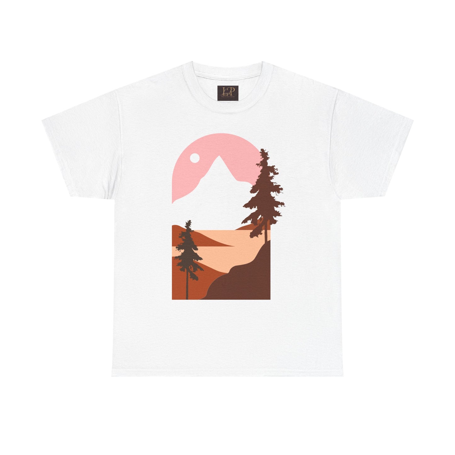 Mountain Sunset Unisex Heavy Cotton Tee - Nature Lover's Graphic T-Shirt