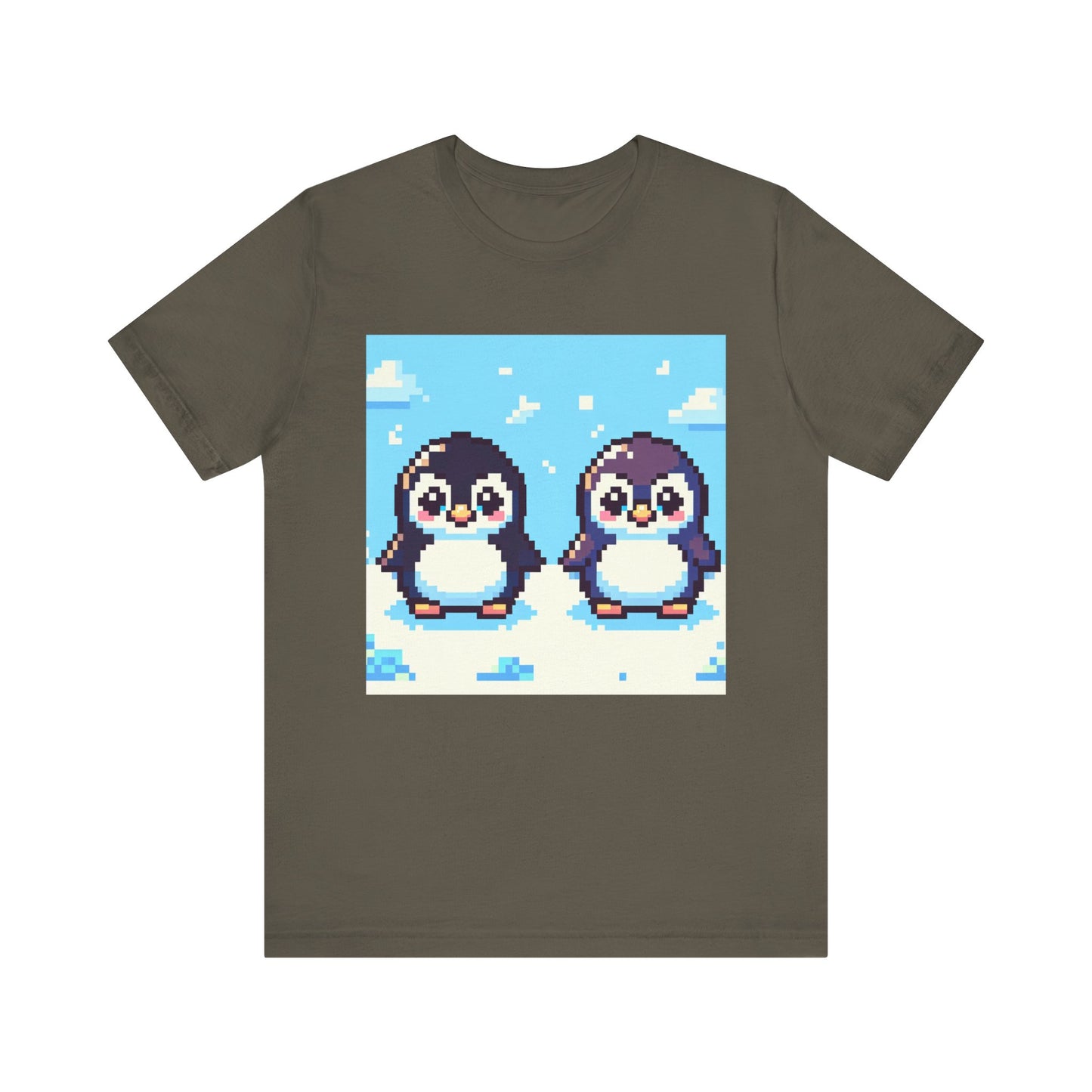 Cute Pixel Penguin Unisex Tee - Fun & Playful Short Sleeve Shirt for Animal Lovers