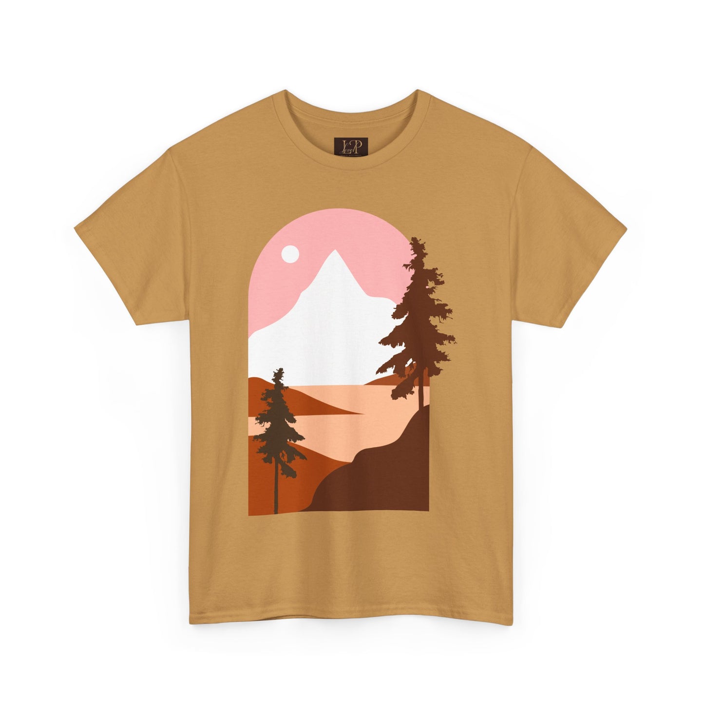 Mountain Sunset Unisex Heavy Cotton Tee - Nature Lover's Graphic T-Shirt