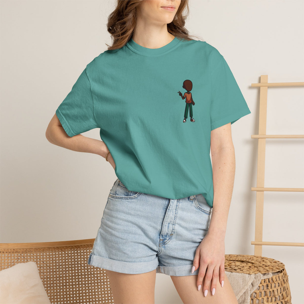 Minimalist Little Boy Graphic T-Shirt — Small Chest Illustration, Casual Kids/Youth Tee