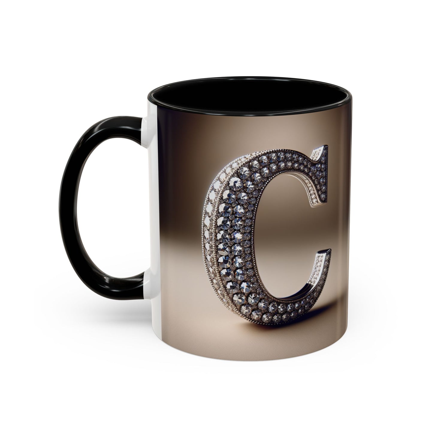 Elegant Initial 'C' Accent Coffee Mug - 11oz & 15oz Ceramics for Personalized Gifts