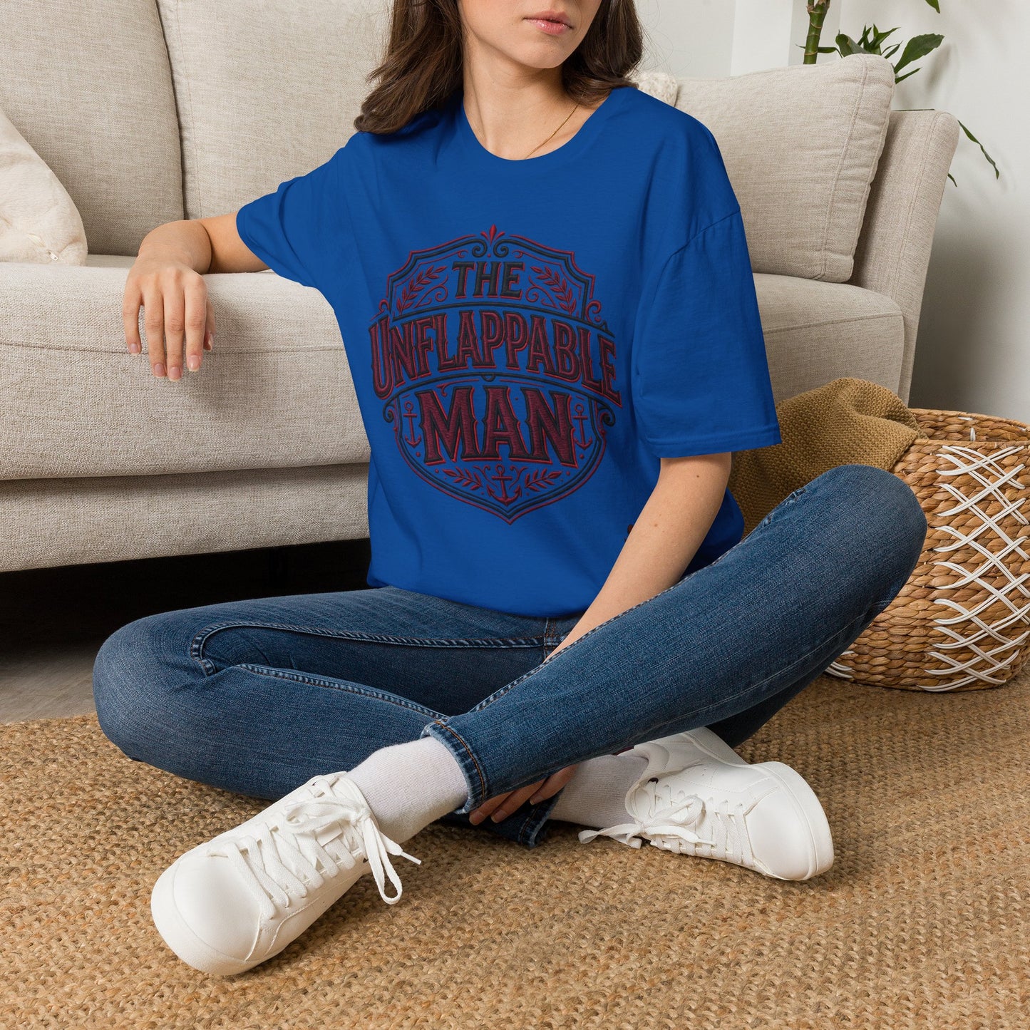 The Unflappable Man T-Shirt — Vintage Shield Graphic Tee for Confident Guys