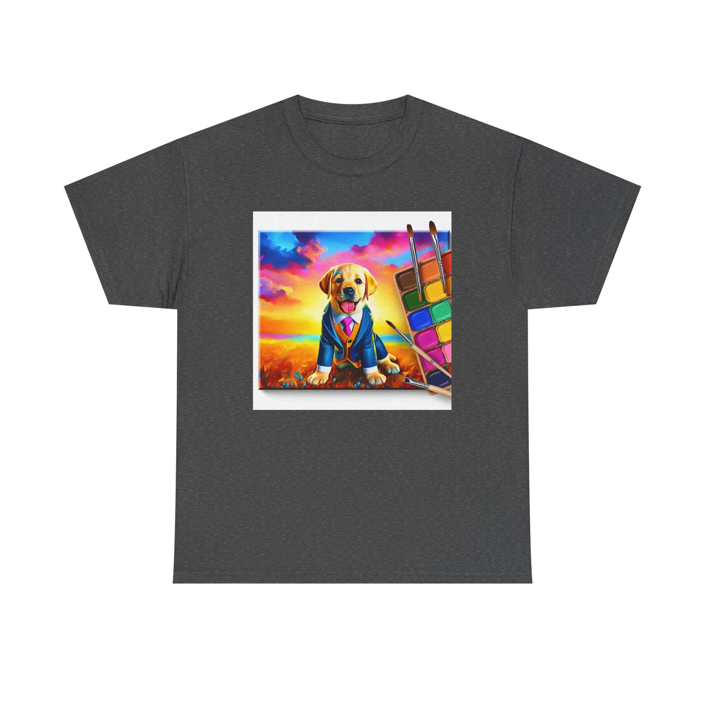 Playful Dog Art Unisex Heavy Cotton Tee