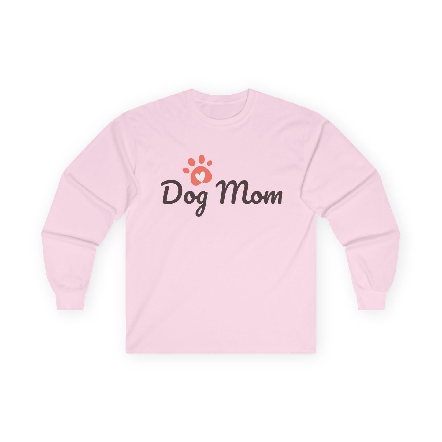 Dog Mom Long Sleeve Tee — Paw Print Graphic Shirt for Dog Lovers