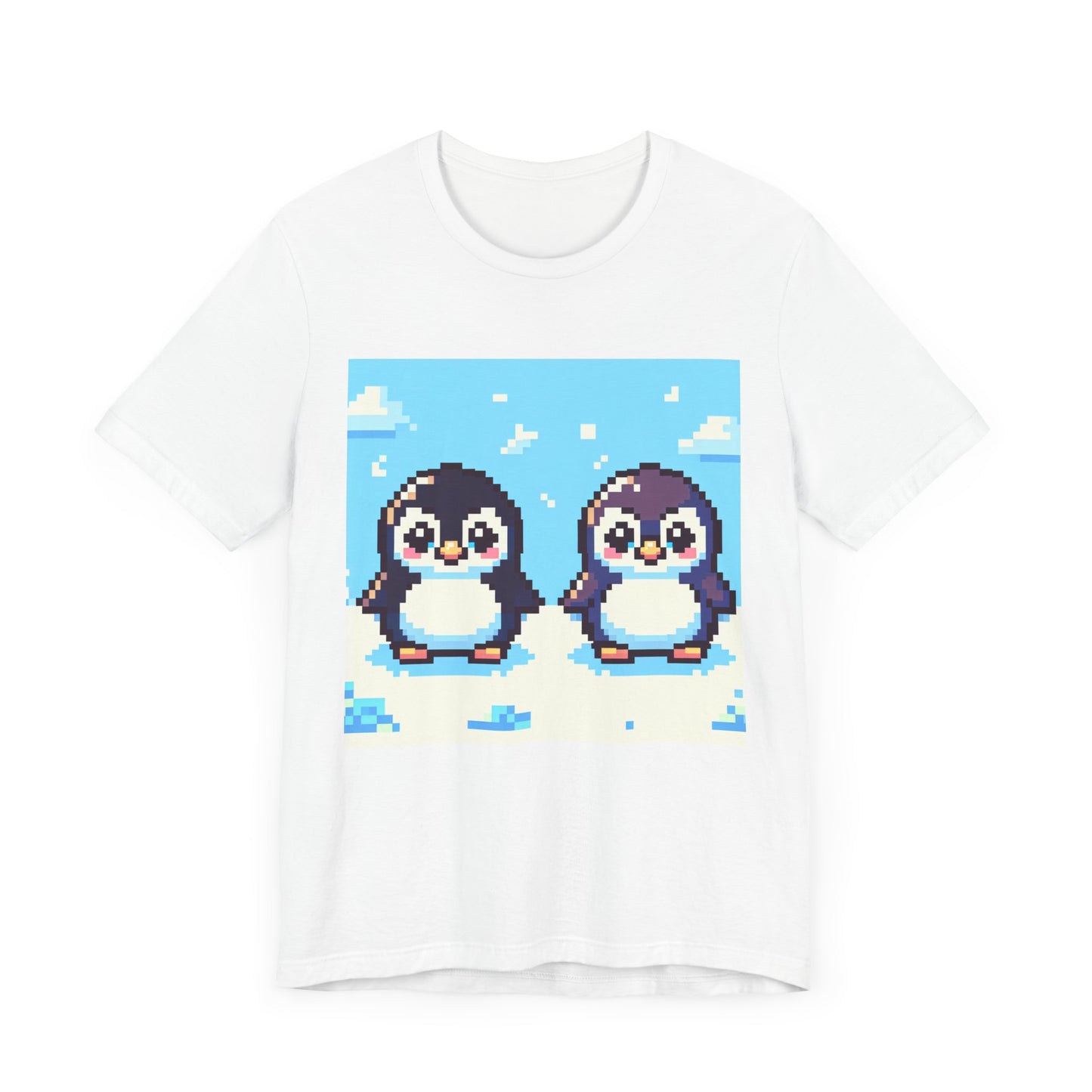 Cute Pixel Penguin Unisex Tee - Fun & Playful Short Sleeve Shirt for Animal Lovers