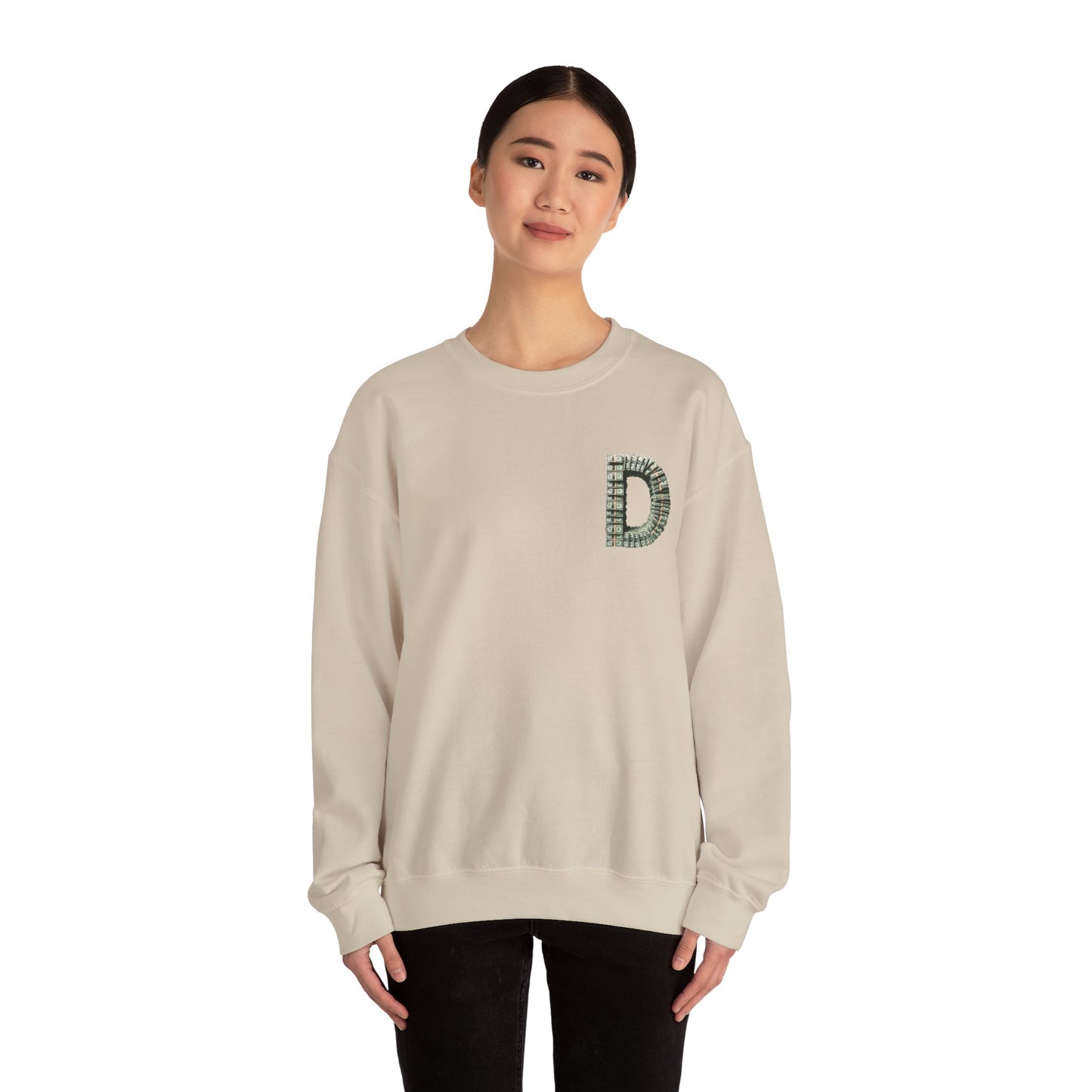 Unisex Crewneck Sweatshirt with 'D' and Dollar Sign Design | Stylish & Cozy Apparel for Casual Days