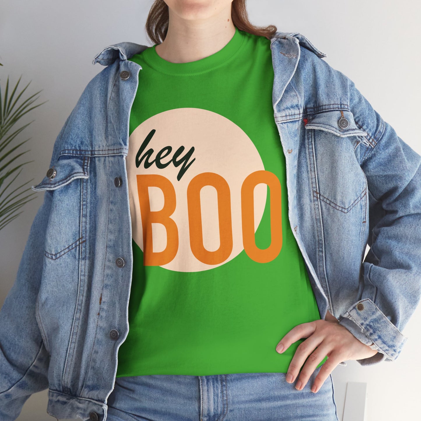 Hey Boo Unisex Heavy Cotton Tee - Cute & Comfy Fall T-Shirt