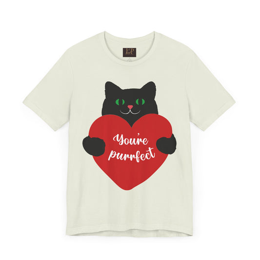 Purrfect Love Cat Tee - Cute Unisex Jersey Short Sleeve Shirt