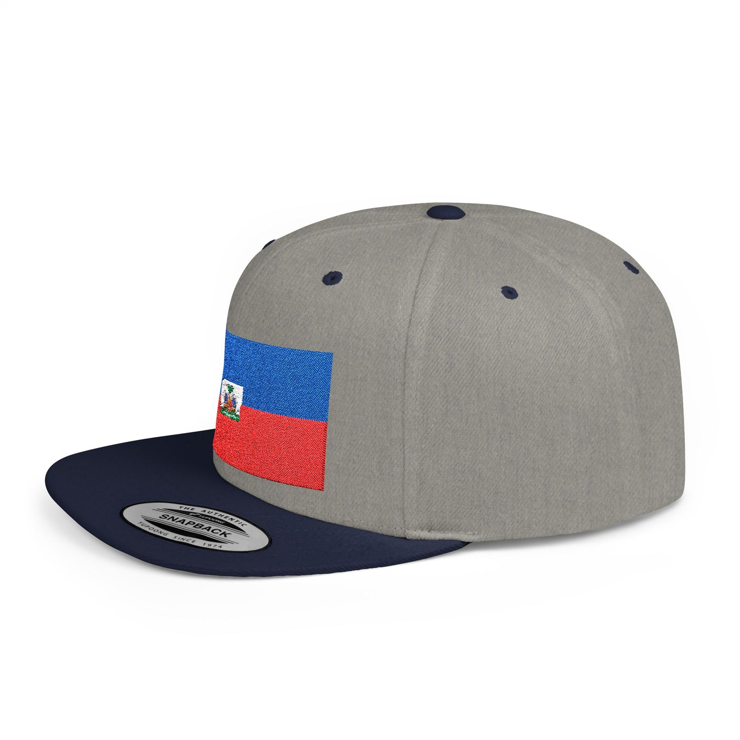 Haitian Flag Flat Bill Snapback Cap - Stylish Headwear for Cultural Celebrations