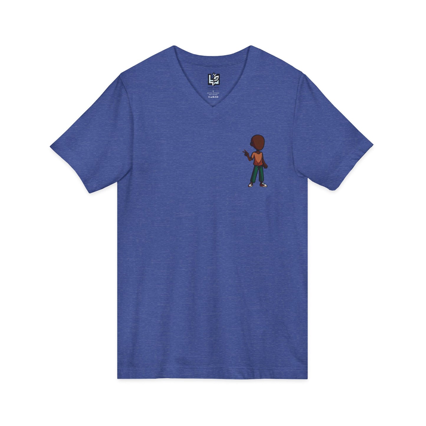 Minimalist Kid with Phone V-Neck Tee