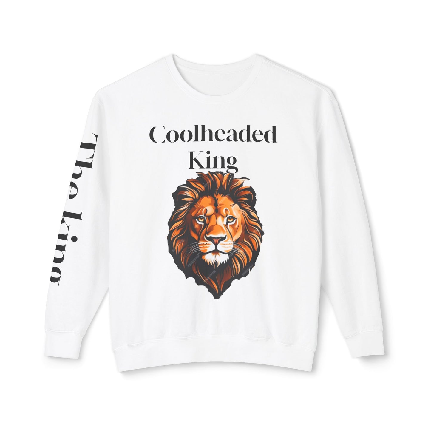 Unisex Lightweight Crewneck Sweatshirt - 'Coolheaded king' Lion Design