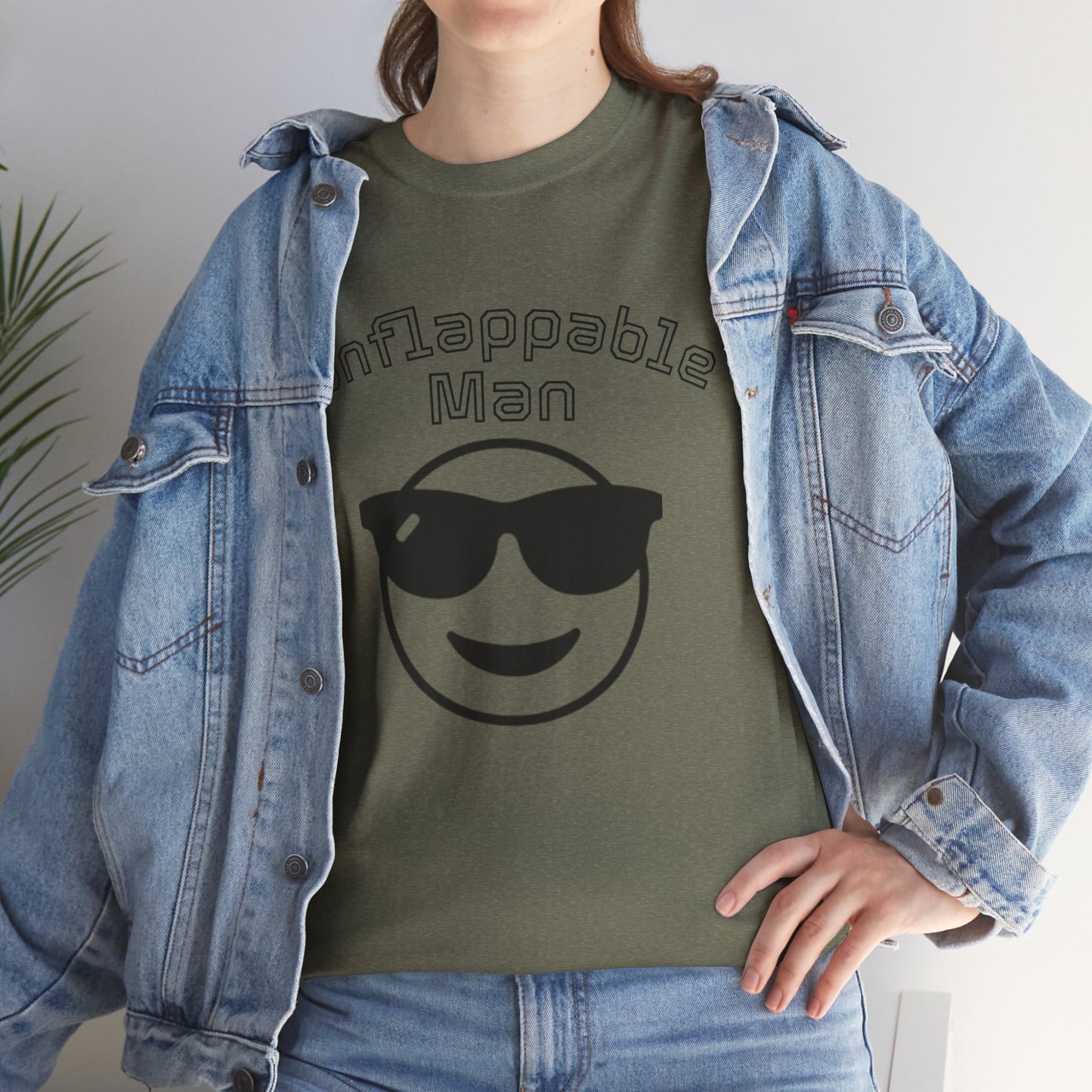 Unflappable Man Unisex Heavy Cotton Tee, Cool Graphic T-Shirt for Men, Perfect Gift for Birthdays, Casual Wear, Outdoor Activities