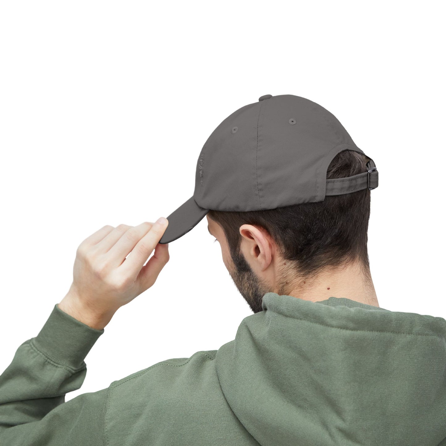Distressed Black Dad Hat with Retro Boy Graphic — Casual Streetwear Cap