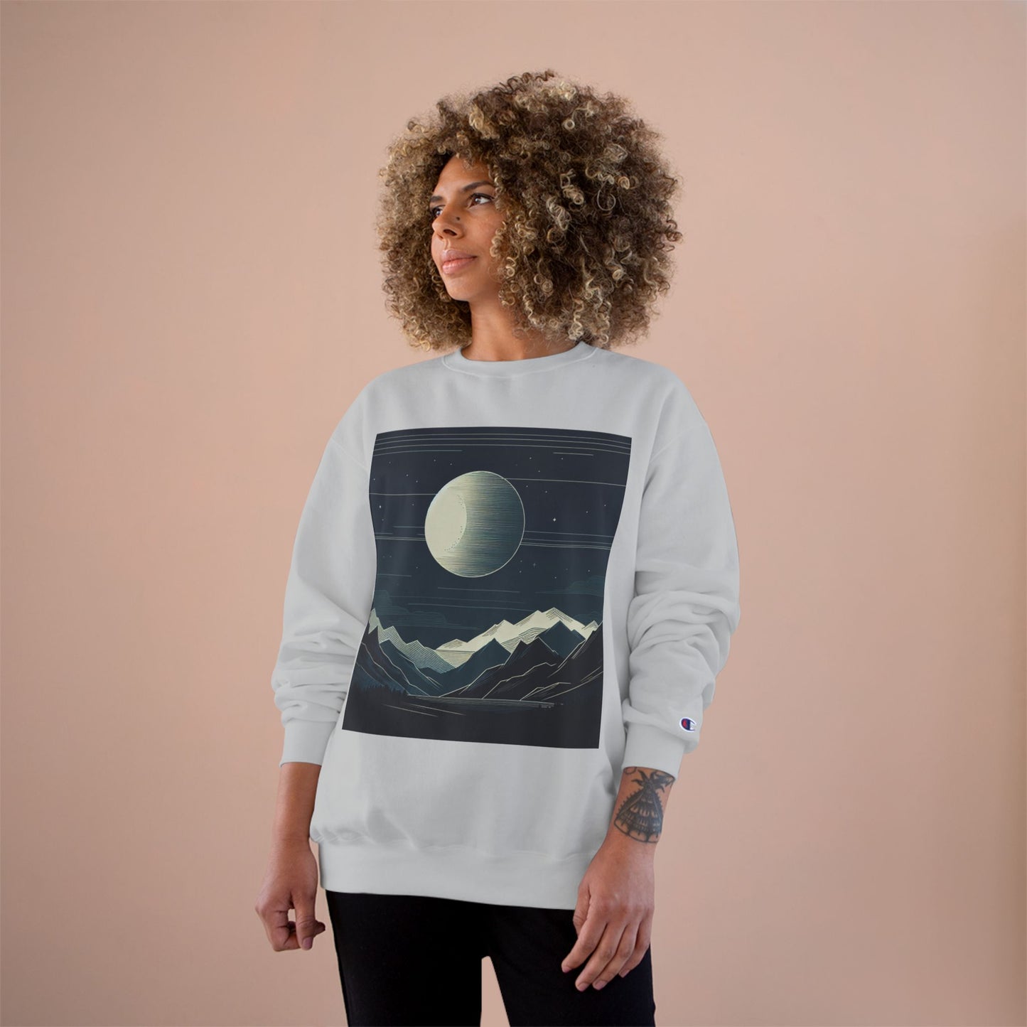 Celestial Mountains Champion Sweatshirt - Cozy Night Sky Design