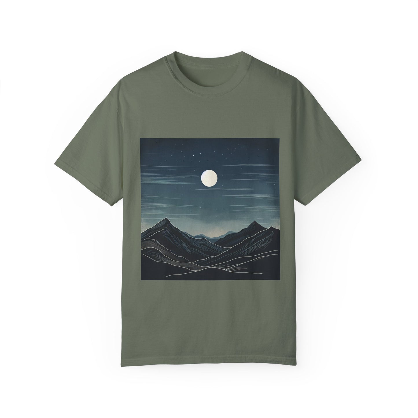 Moonlit Mountains Unisex Garment-Dyed T-shirt | Nature-Inspired Style for Adventurers