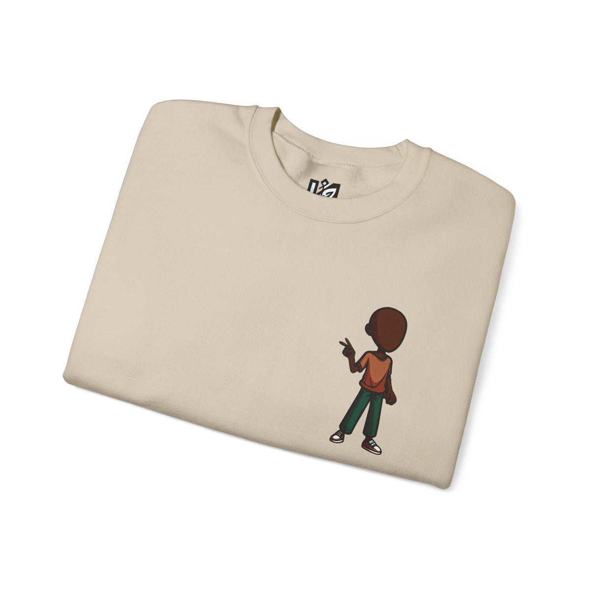 Crewneck Sweatshirt — Minimal Walking Kid Cartoon Chest Print