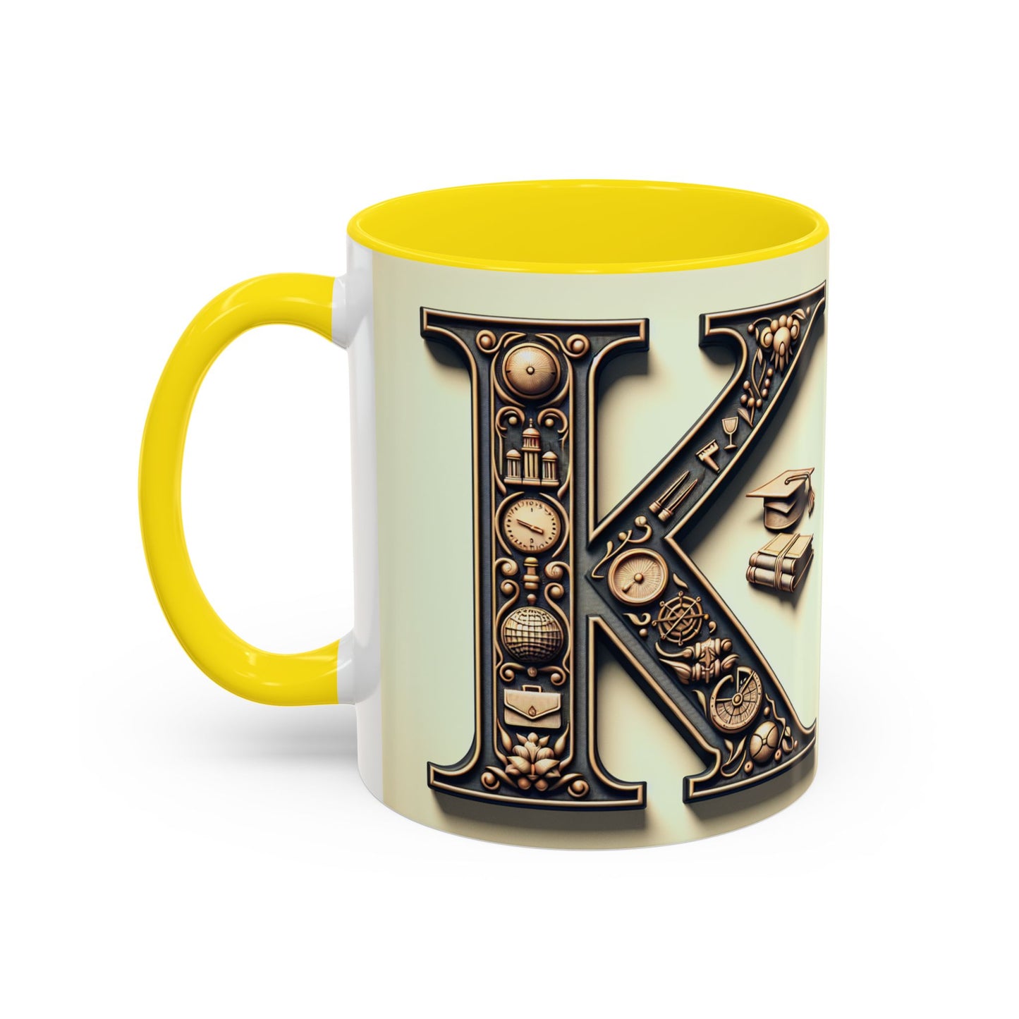 Personalized Initial K Accent Coffee Mug - Perfect Gift for Graduates or Book Lovers