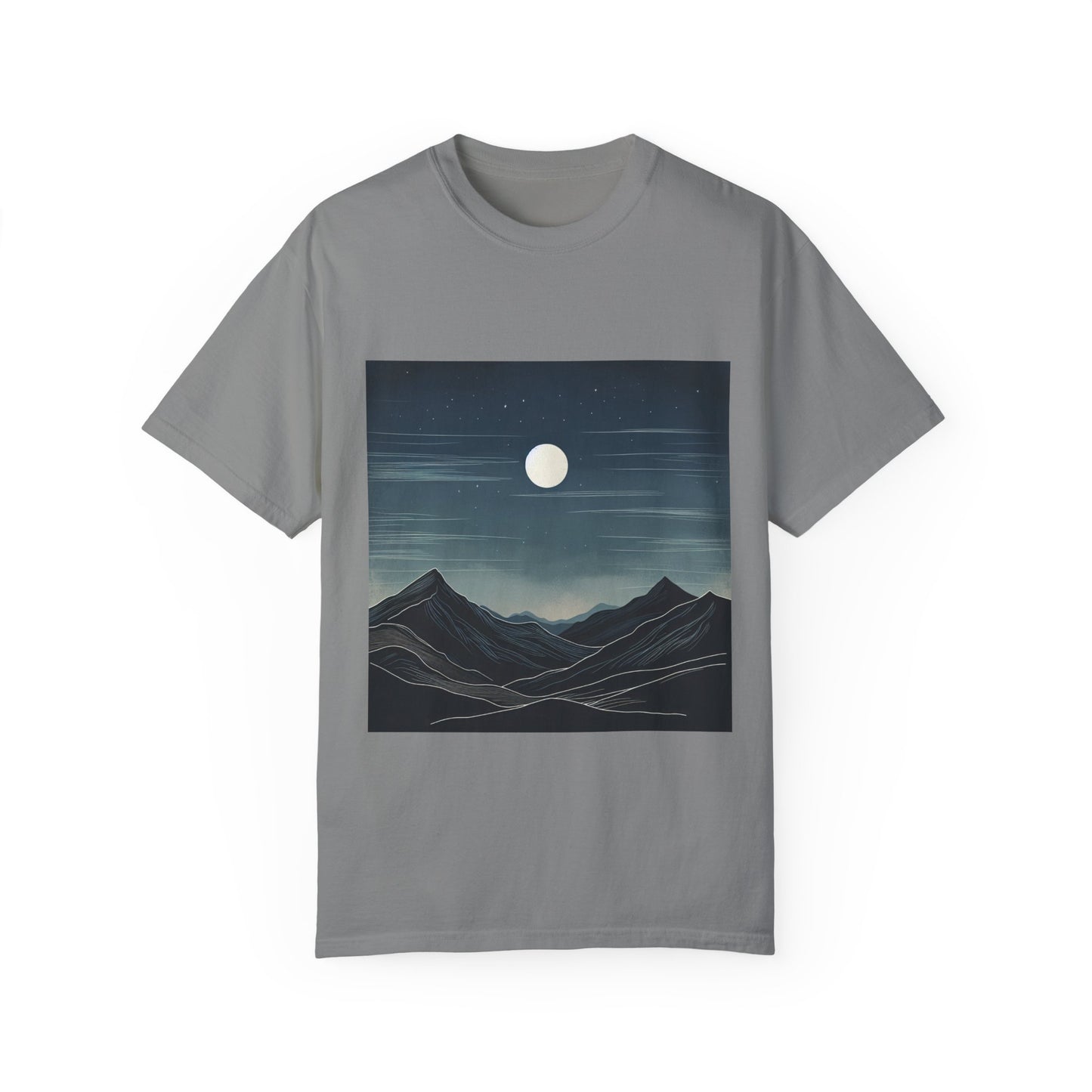 Moonlit Mountains Unisex Garment-Dyed T-shirt | Nature-Inspired Style for Adventurers