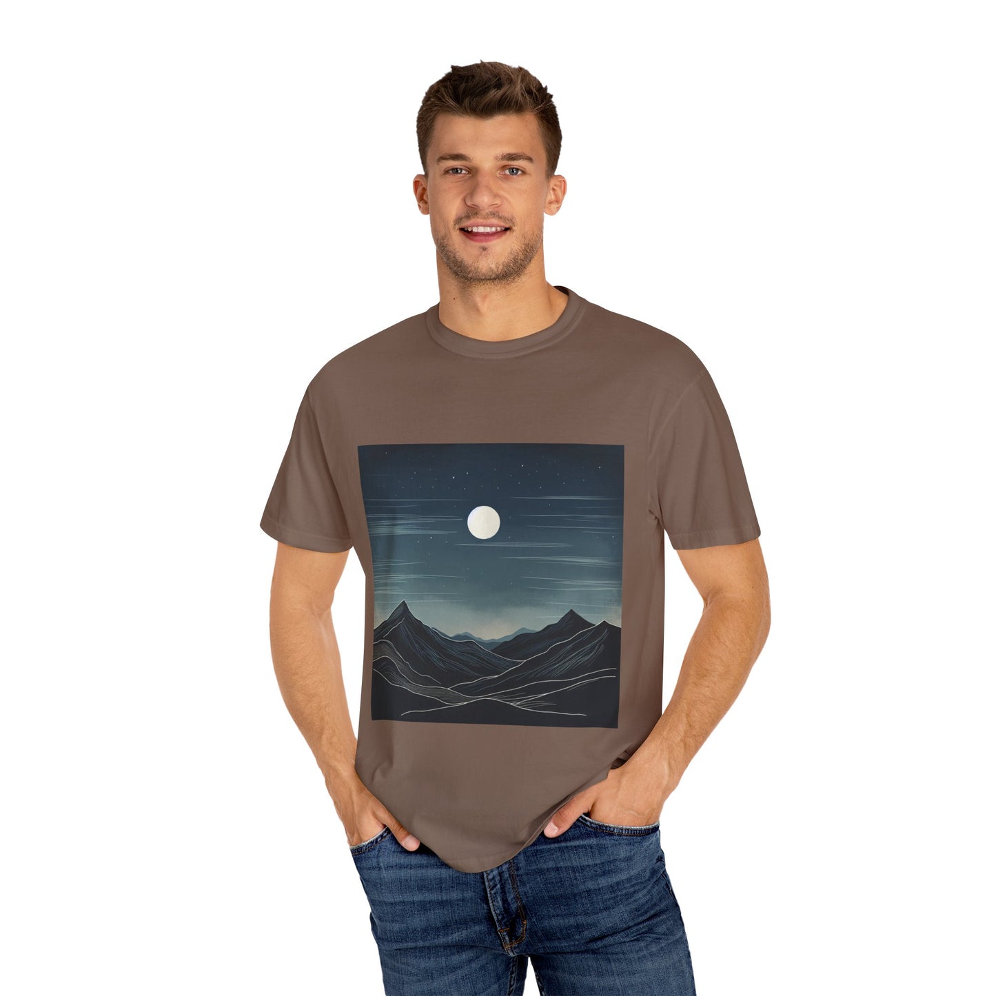 Moonlit Mountains Unisex Garment-Dyed T-shirt | Nature-Inspired Style for Adventurers