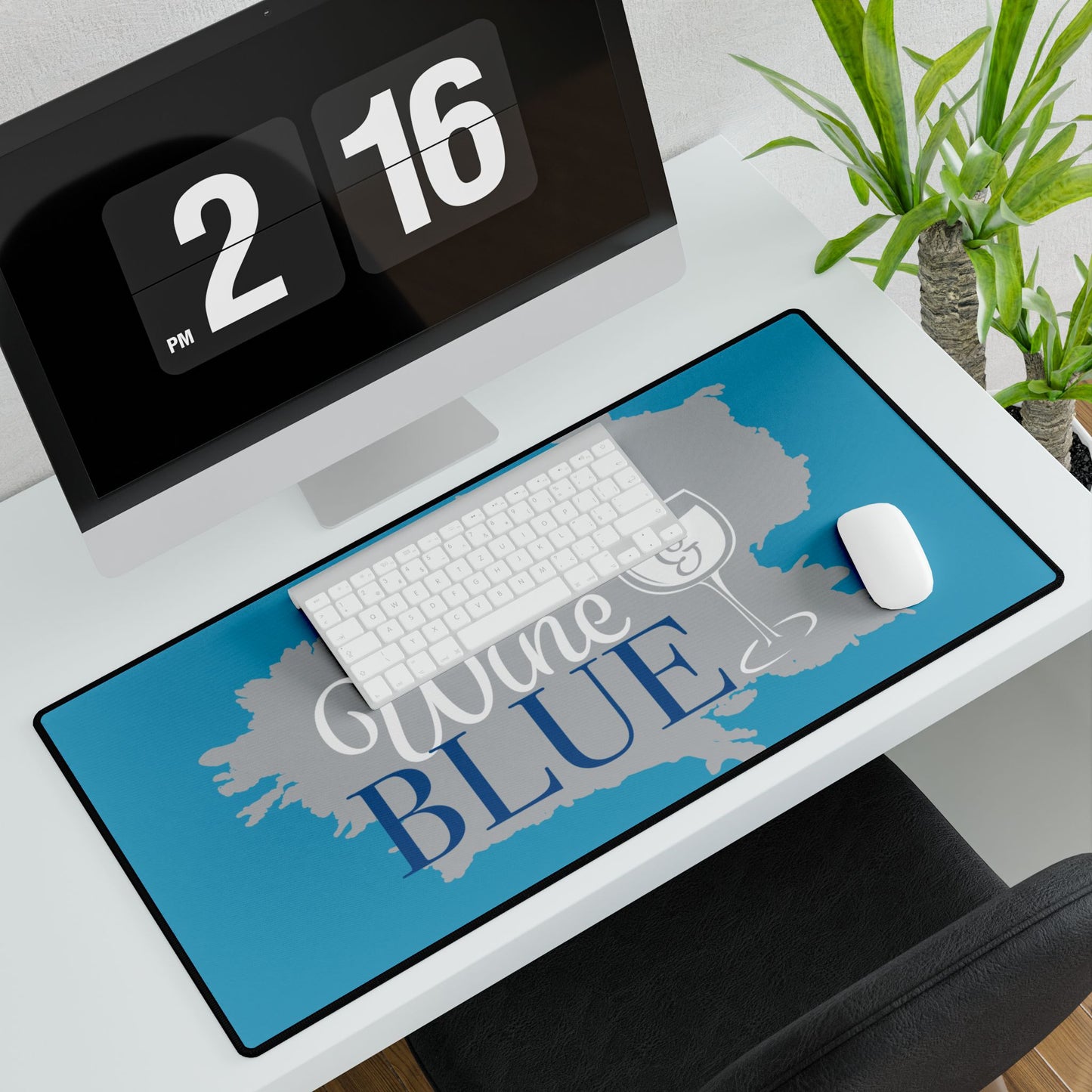 Custom Wine & Blue Desk Mat for Home and Office