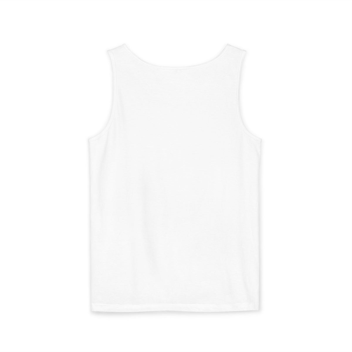 Minimalist Coffee Lover Tank — Small Cartoon Person Holding Mug Graphic Tank Top