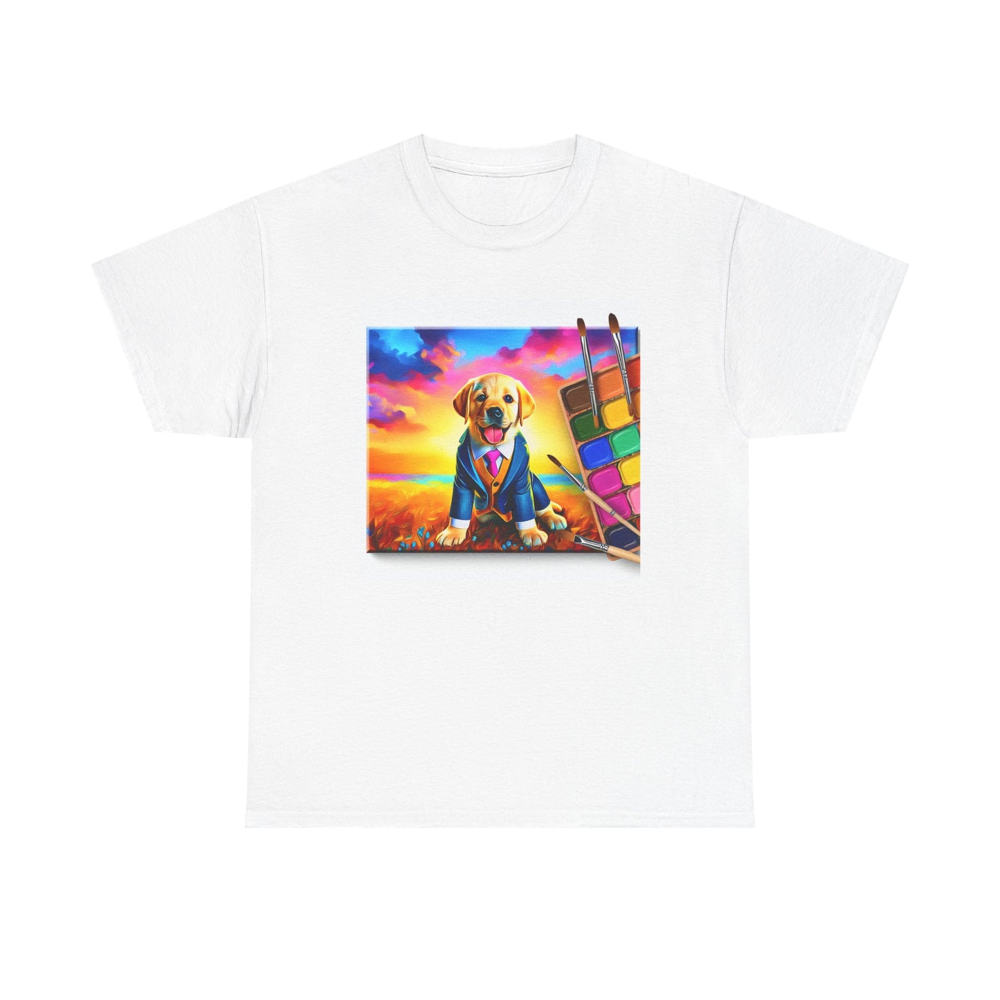 Playful Dog Art Unisex Heavy Cotton Tee