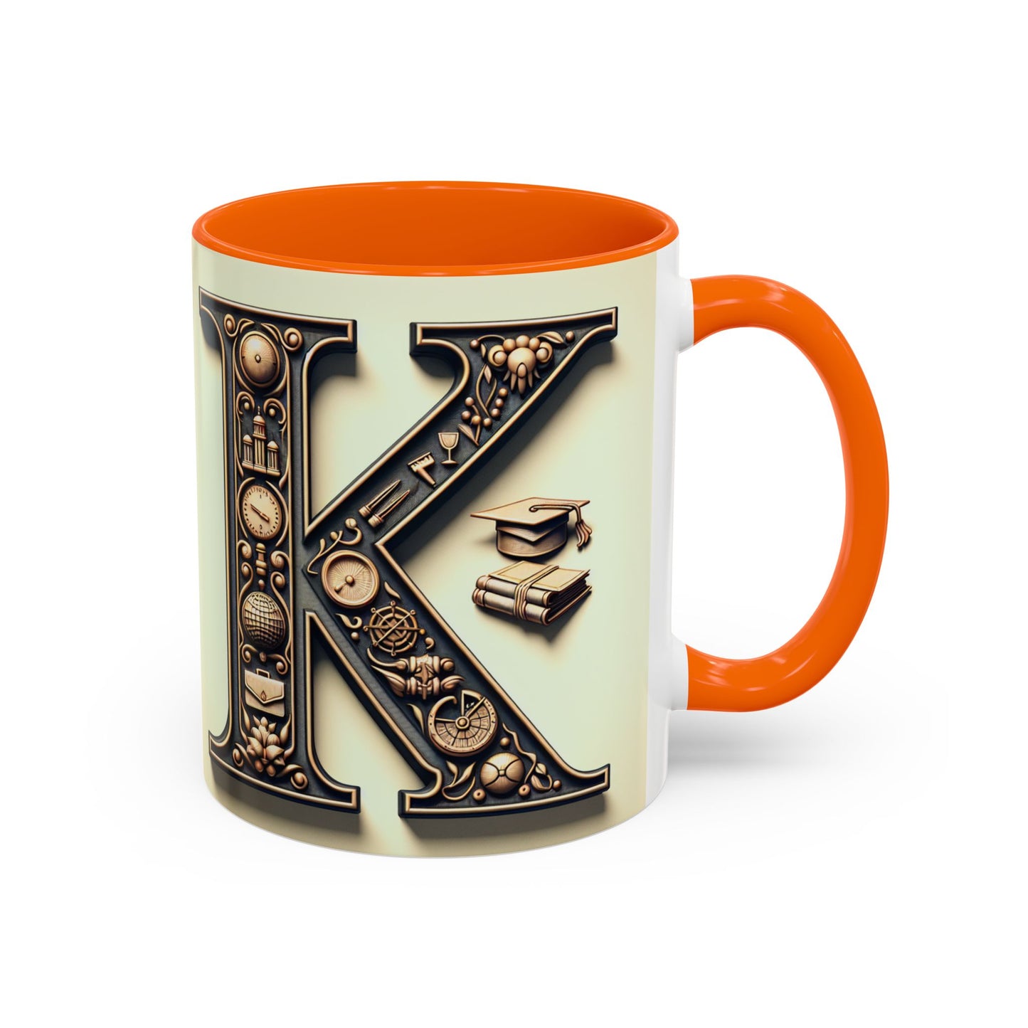 Personalized Initial K Accent Coffee Mug - Perfect Gift for Graduates or Book Lovers