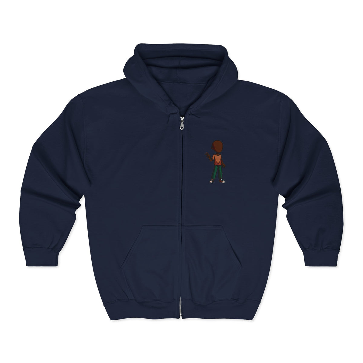 Gamer Pixel Character Full-Zip Hoodie — Retro 8-Bit Avatar Zip-Up