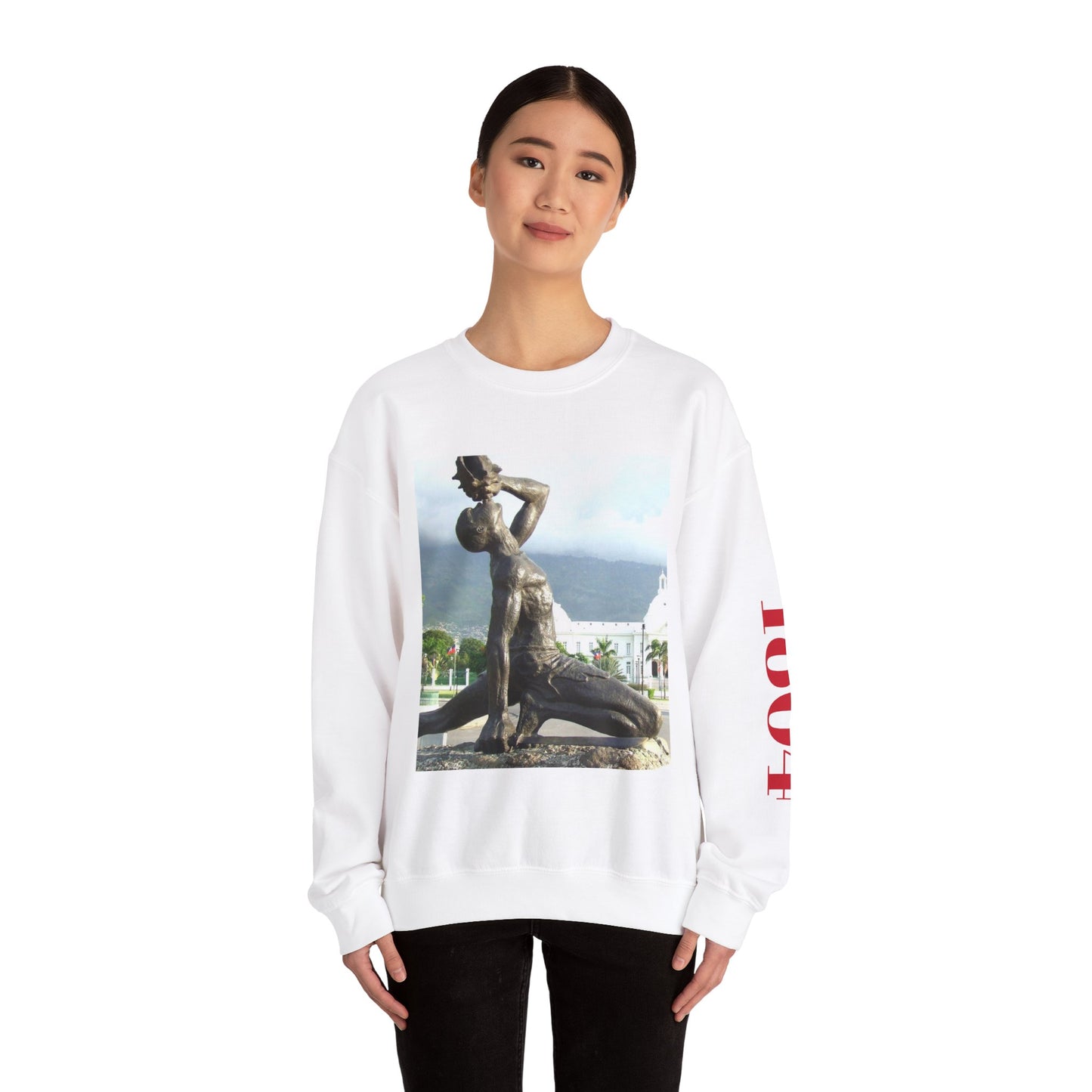 Artistic Unisex Crewneck Sweatshirt with Statue Design