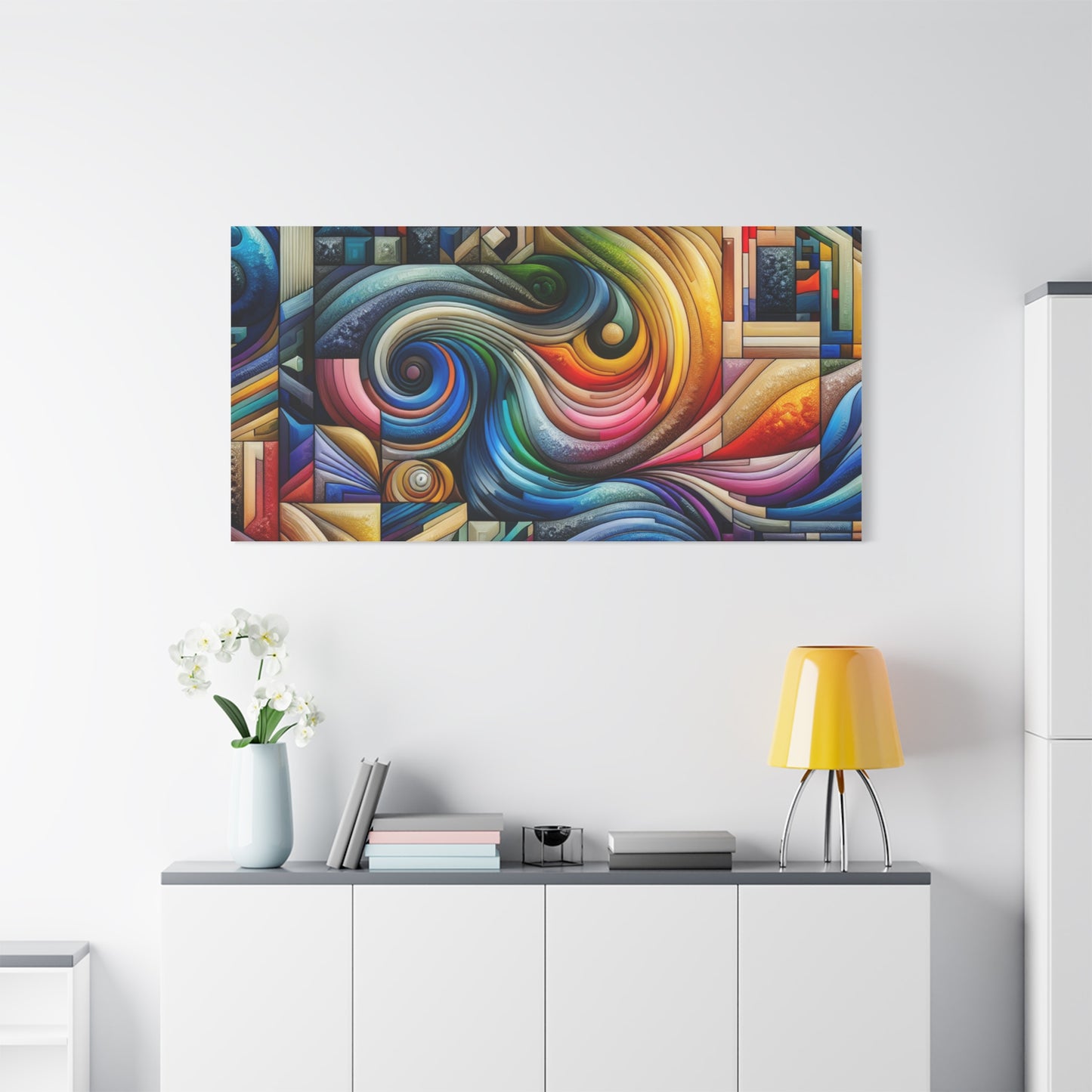 Vibrant Abstract Swirl Matte Canvas Art - Colorful Home Decor
