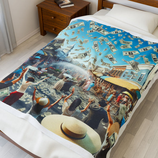 Money Dreams Velveteen Plush Blanket - Cozy Home Decor for Celebrations and Special Moments