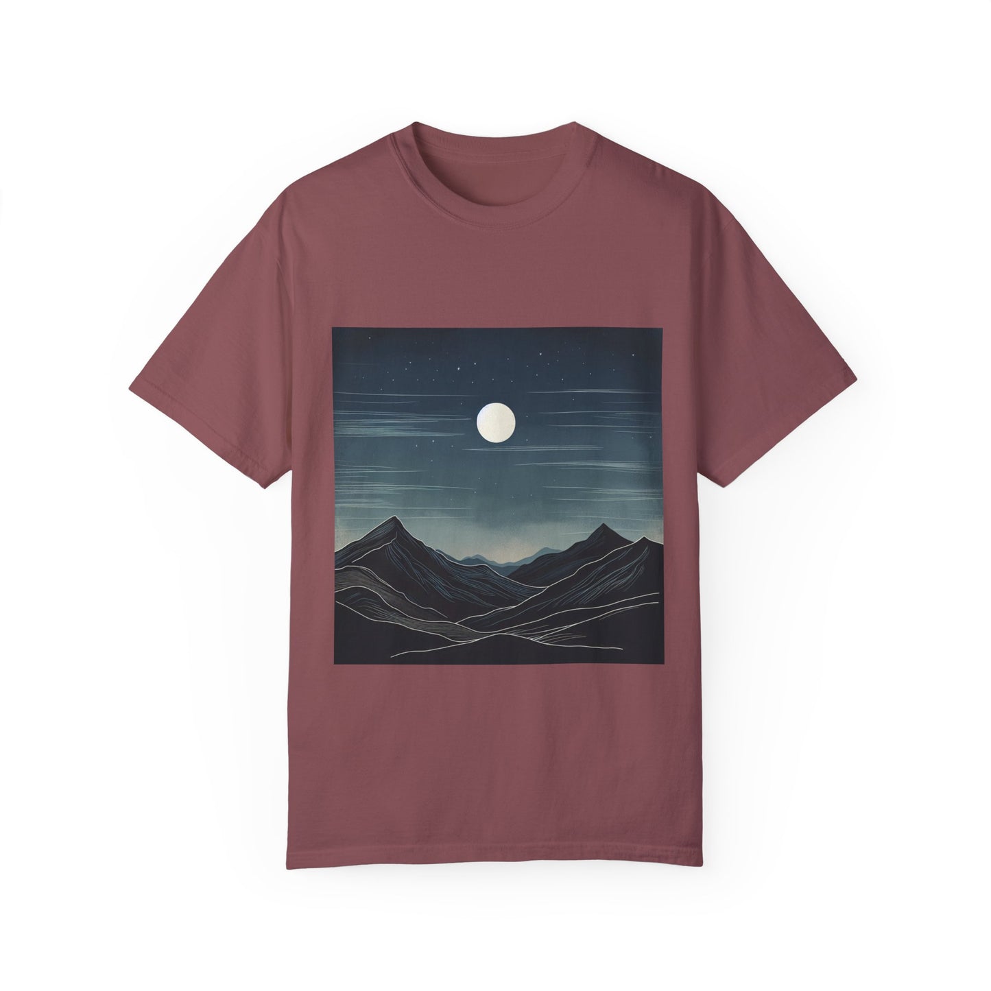Moonlit Mountains Unisex Garment-Dyed T-shirt | Nature-Inspired Style for Adventurers
