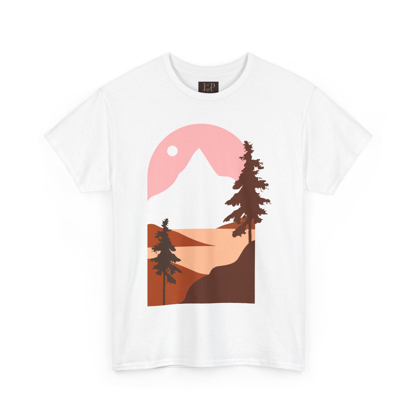 Mountain Sunset Unisex Heavy Cotton Tee - Nature Lover's Graphic T-Shirt