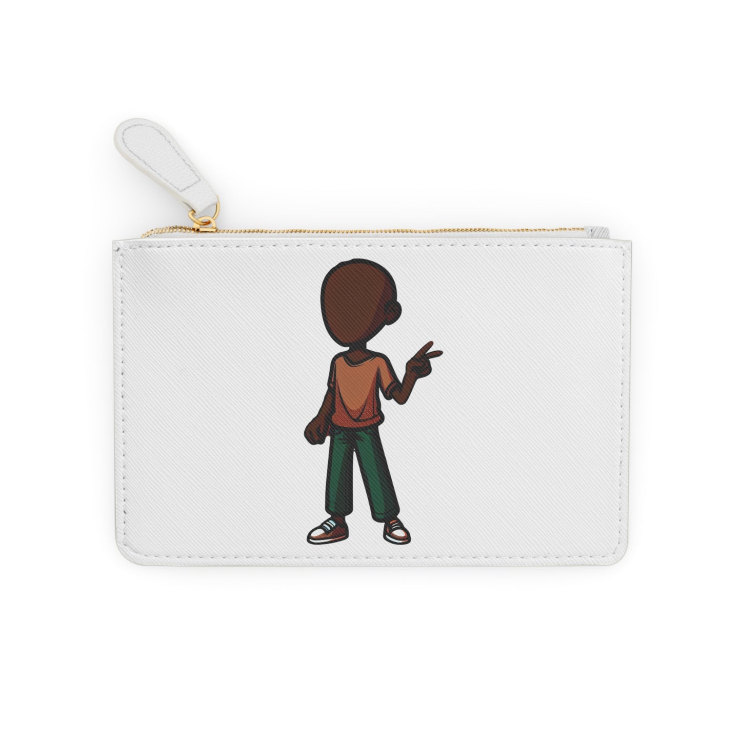 Mini Clutch Bag — Minimalist Peace Sign Character Wristlet | Cute Teen Cartoon Accessory