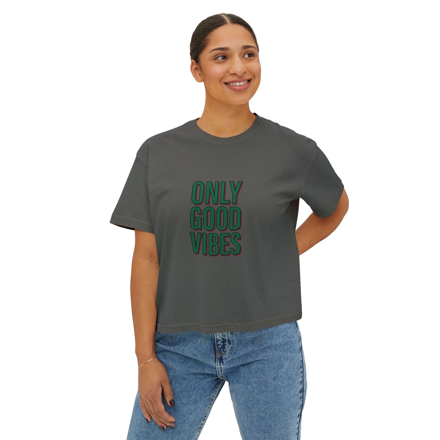 Only Good Vibes Boxy Tee — Women's Positive Graphic Crop T-Shirt
