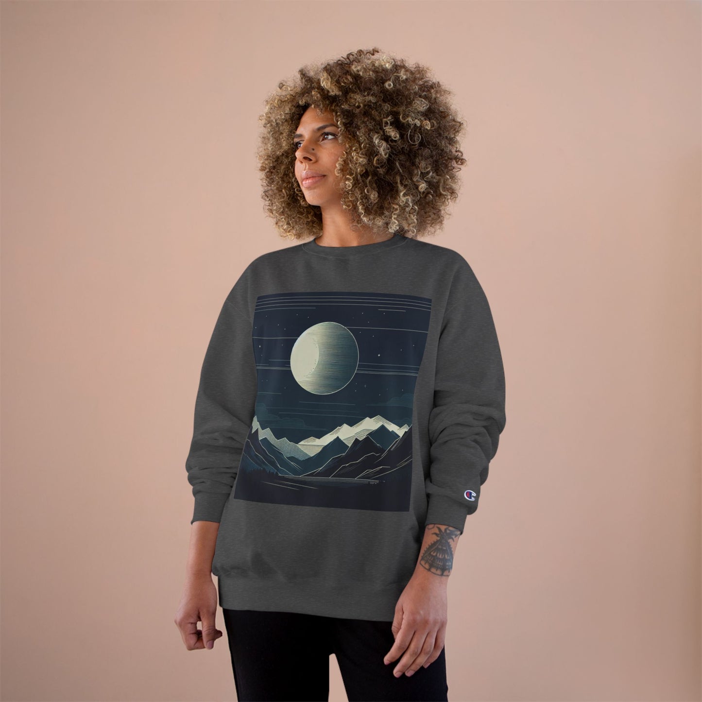 Celestial Mountains Champion Sweatshirt - Cozy Night Sky Design