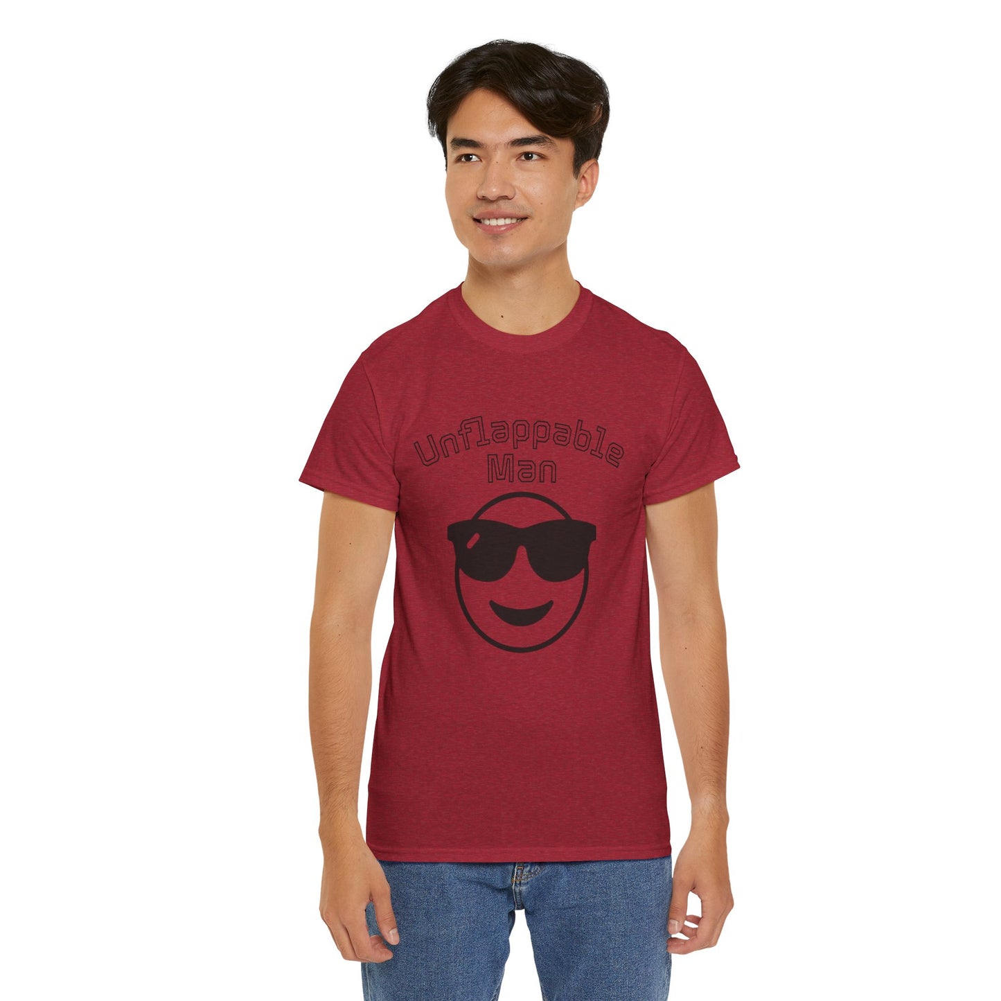 Unflappable Man Unisex Heavy Cotton Tee, Cool Graphic T-Shirt for Men, Perfect Gift for Birthdays, Casual Wear, Outdoor Activities
