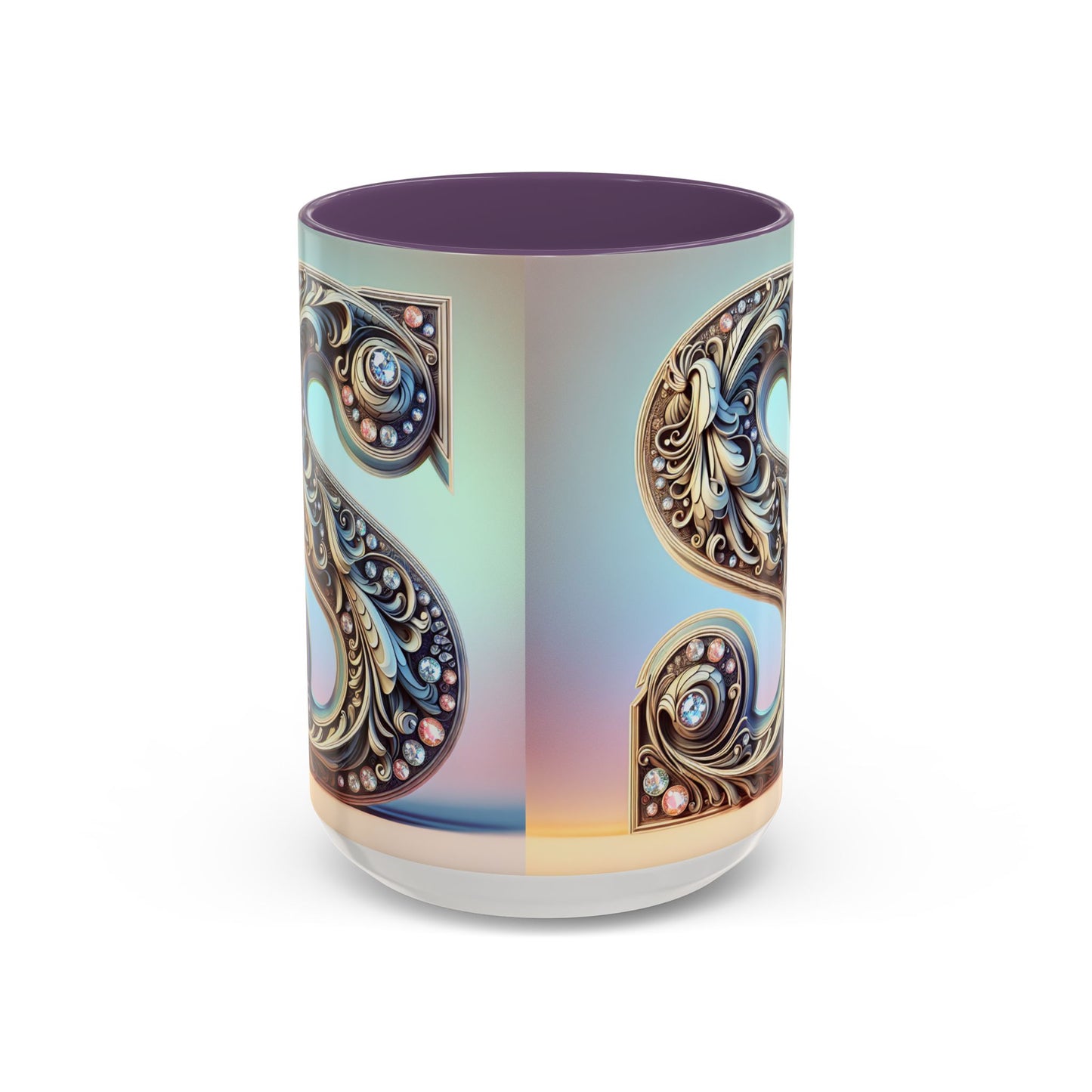 Elegant Initial Accent Coffee Mug - Personalized Embellished Design 11oz & 15oz