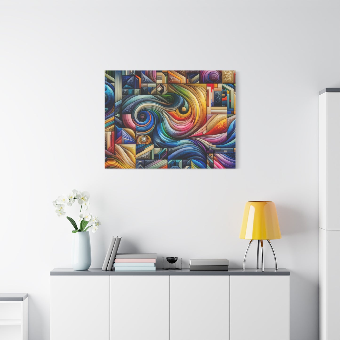 Vibrant Abstract Swirl Matte Canvas Art - Colorful Home Decor