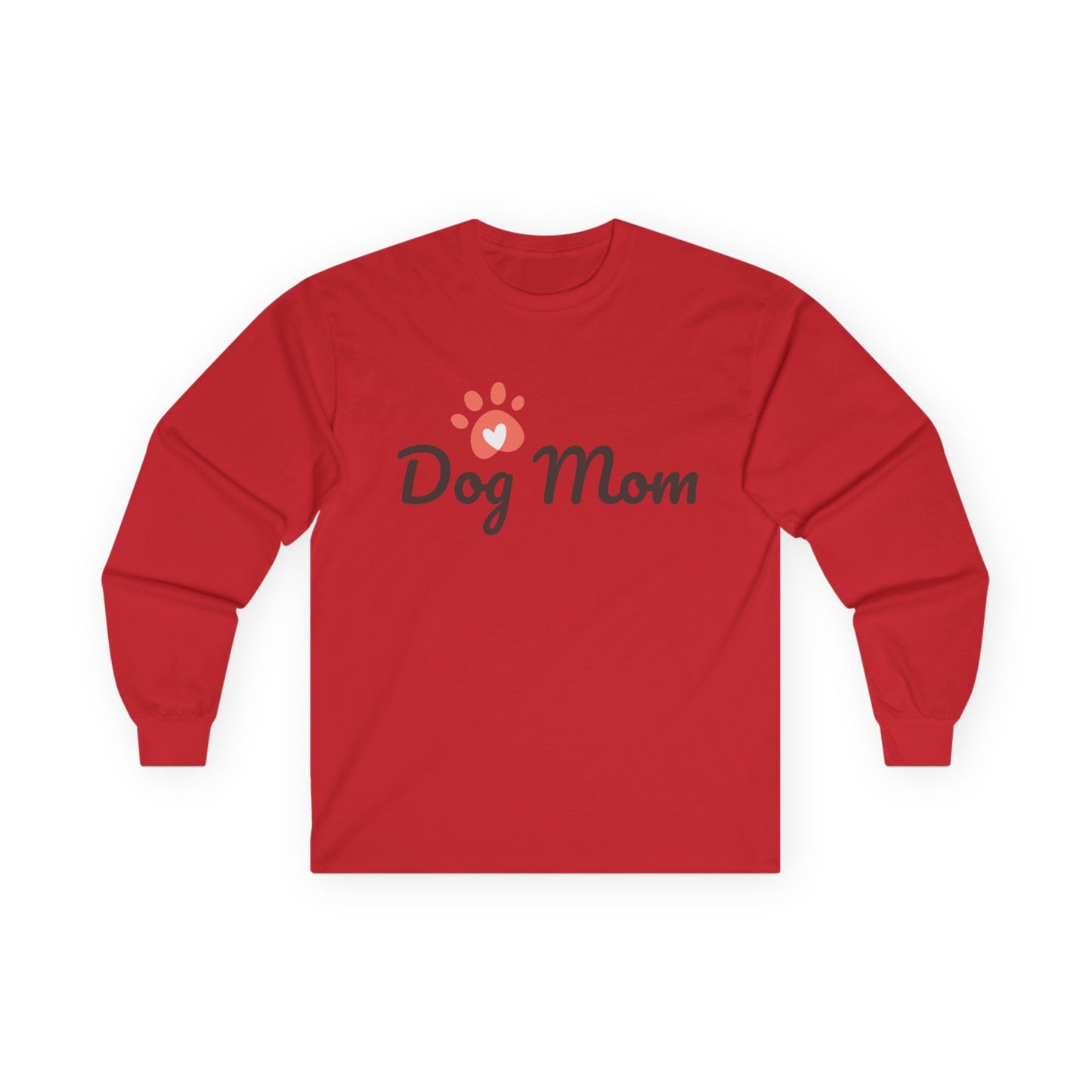 Dog Mom Long Sleeve Tee — Paw Print Graphic Shirt for Dog Lovers