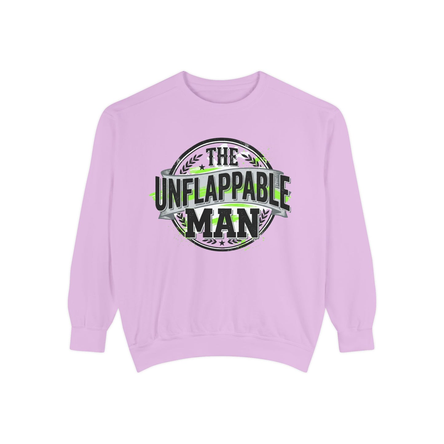 The Unflappable Man Sweatshirt — Retro Badge Graphic Crewneck